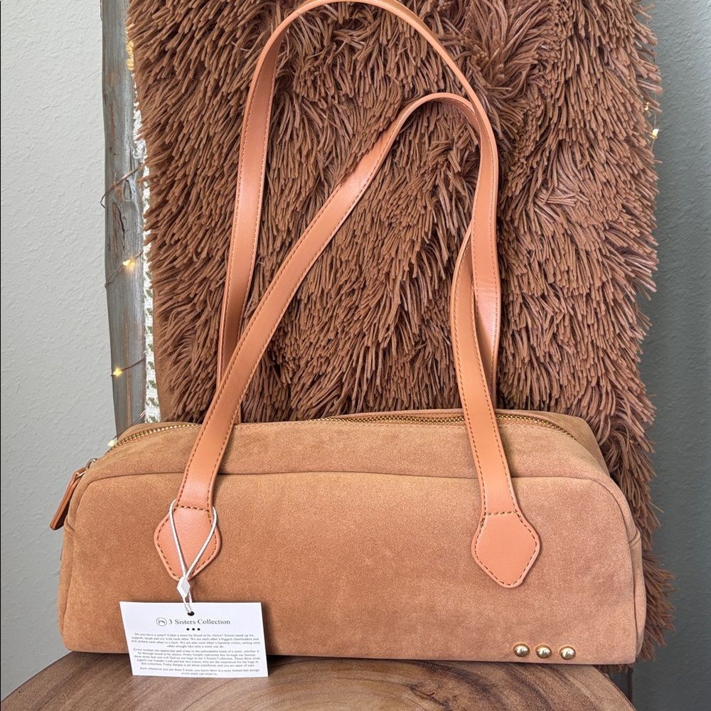 Pretty Simple Sally Suede Barrel Bag/Camel - Picture 6 of 9